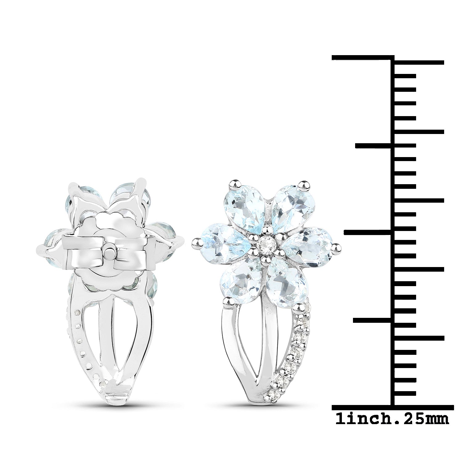 1.54 Carat Genuine Aquamarine and White Topaz .925 Sterling Silver Earrings by Bids.com