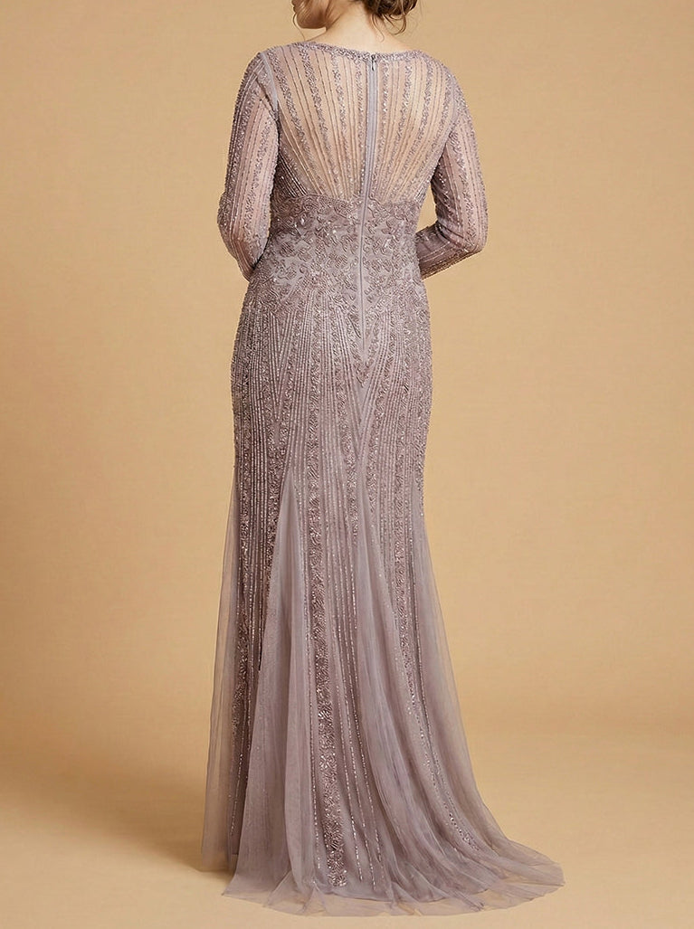 Lara High Neck Beaded Gown by Lara New York