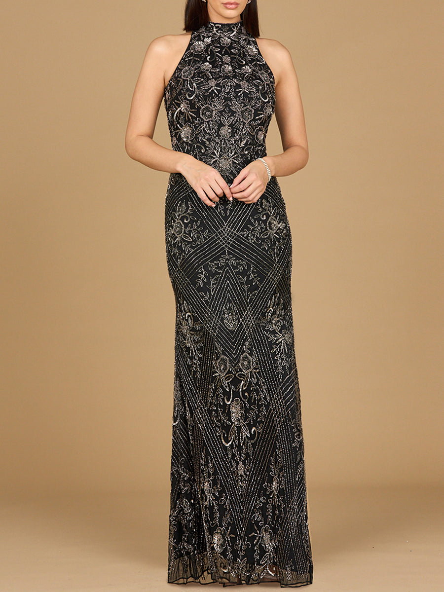 Halter Neck Beaded Dress by Lara New York