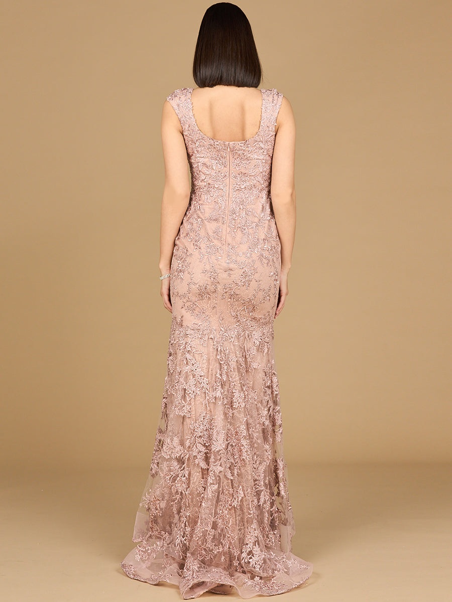 Sleeveless Mermaid Lace Embroidered Gown by Lara New York
