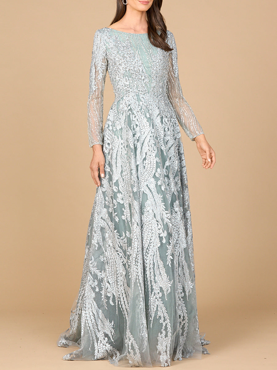 Long Sleeve, Modest Beaded Gown | 28939 by Lara New York