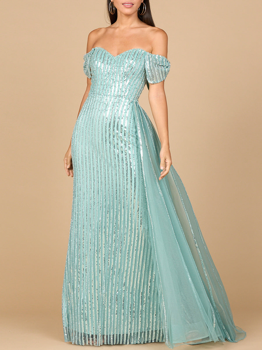 Off Shoulder Fitted Gown by Lara New York