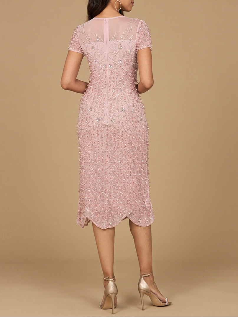 Beaded Midi Dress with Cap Sleeves by Lara New York