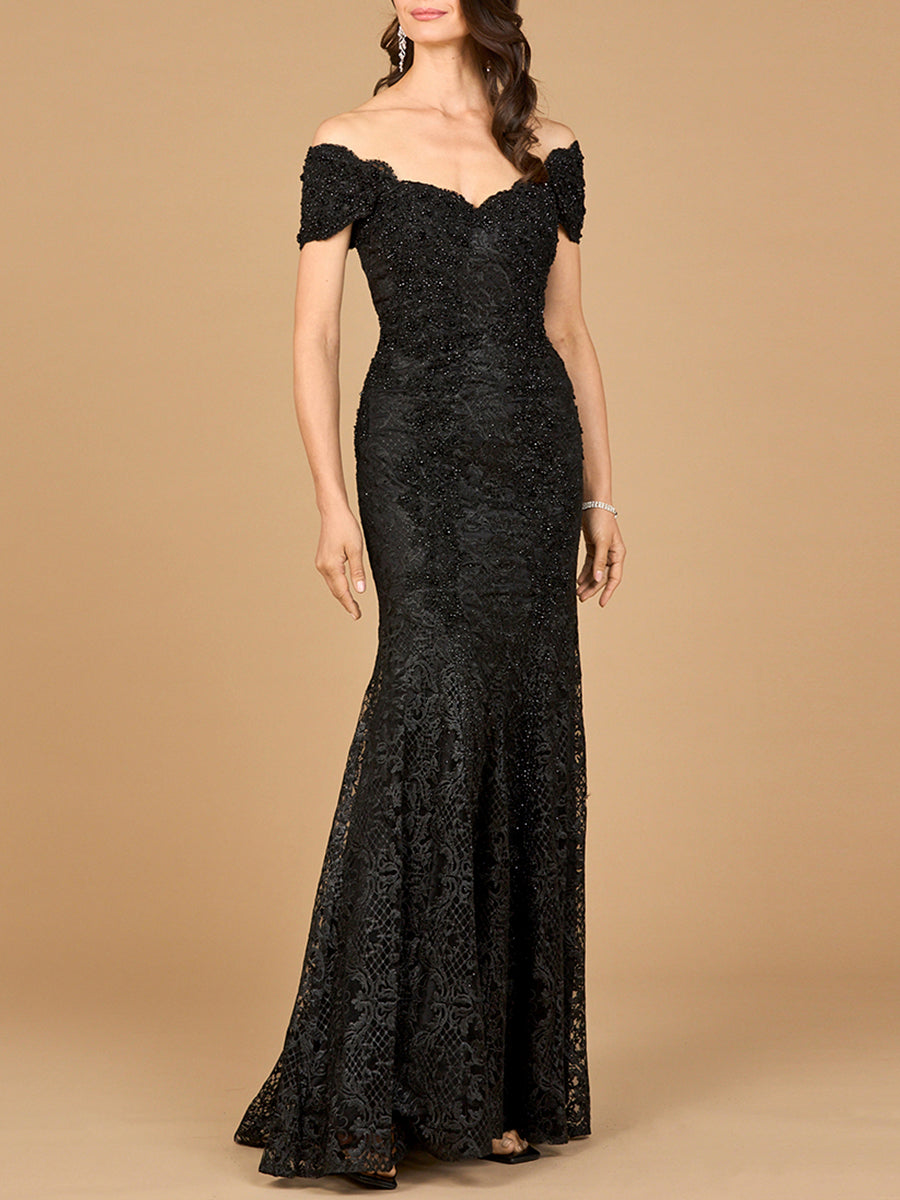 Fitted Lace Mermaid Gown by Lara New York