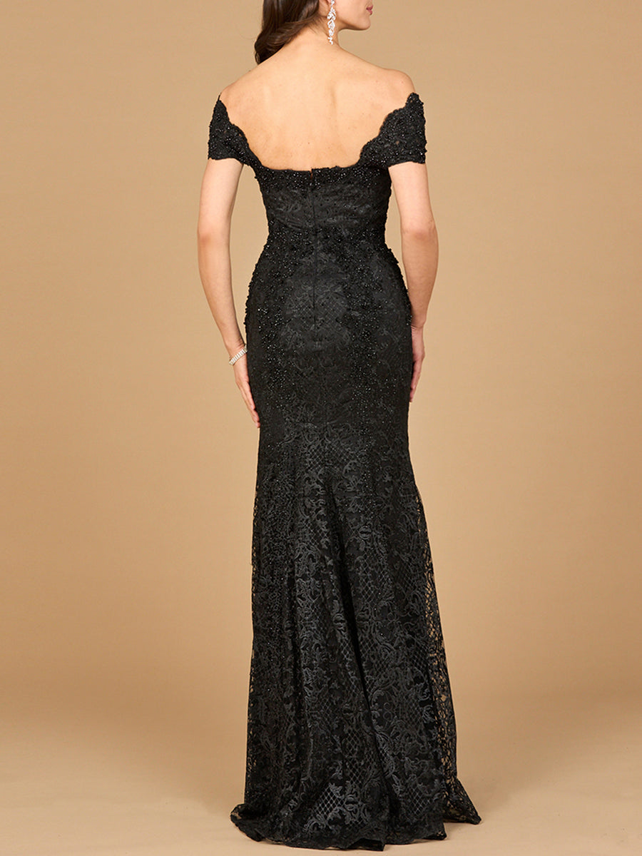 Fitted Lace Mermaid Gown by Lara New York
