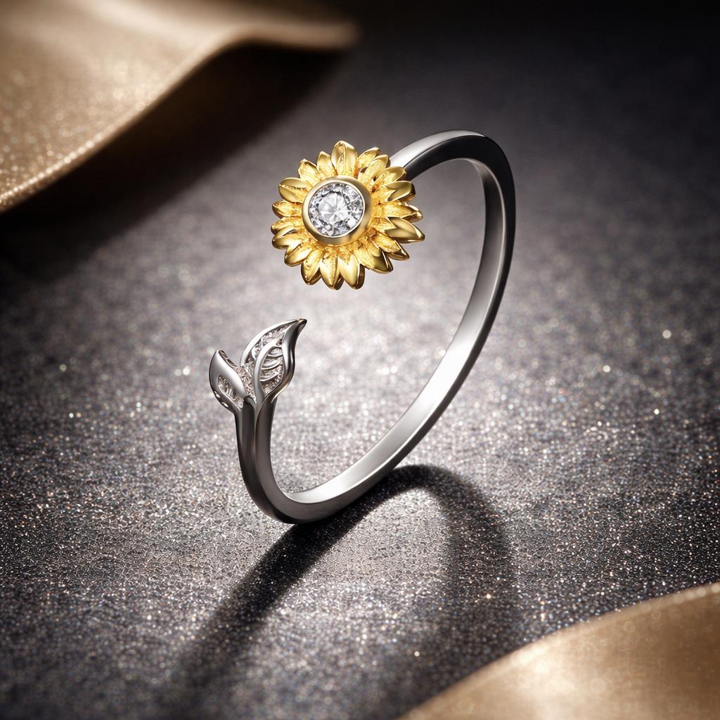 925 Sterling Silver Ring with Pavé Setting CZ, 0.1cm Width, Flower Design for Women by Bids.com