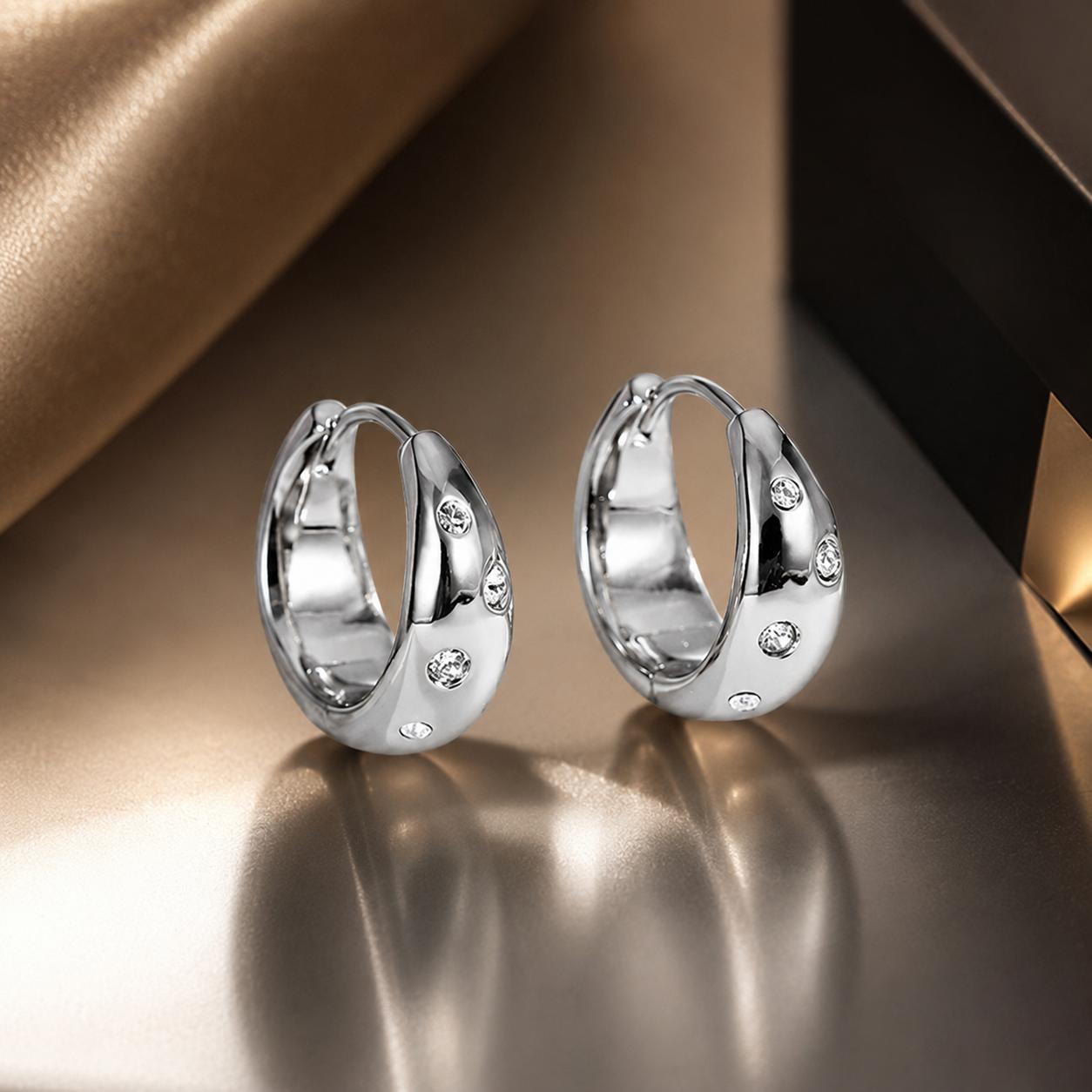 925 Sterling Silver Earrings with CZ in White Gold Plating - Stylish Design for Women DestGlow