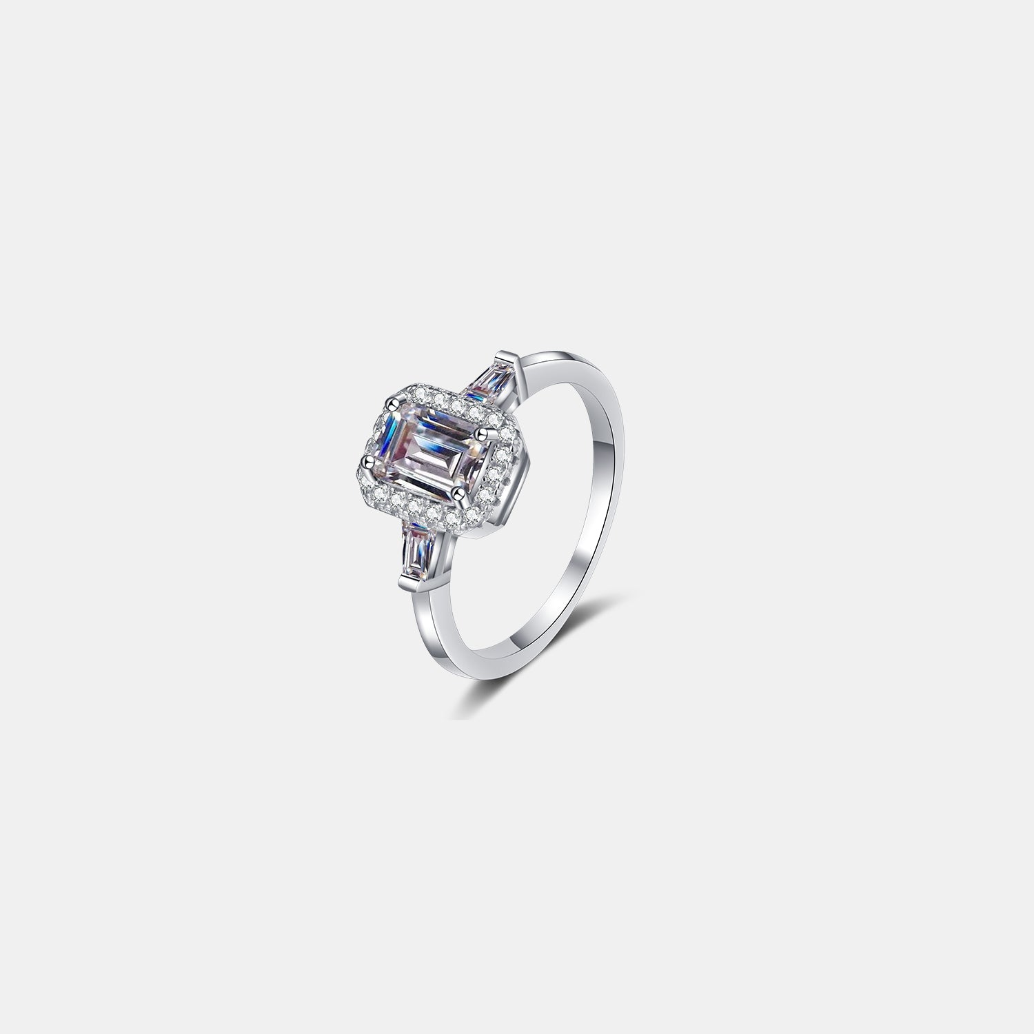 1 Carat Blue Emerald-Cut Sparkala™ Pure Sterling Silver Ring - DestGlow