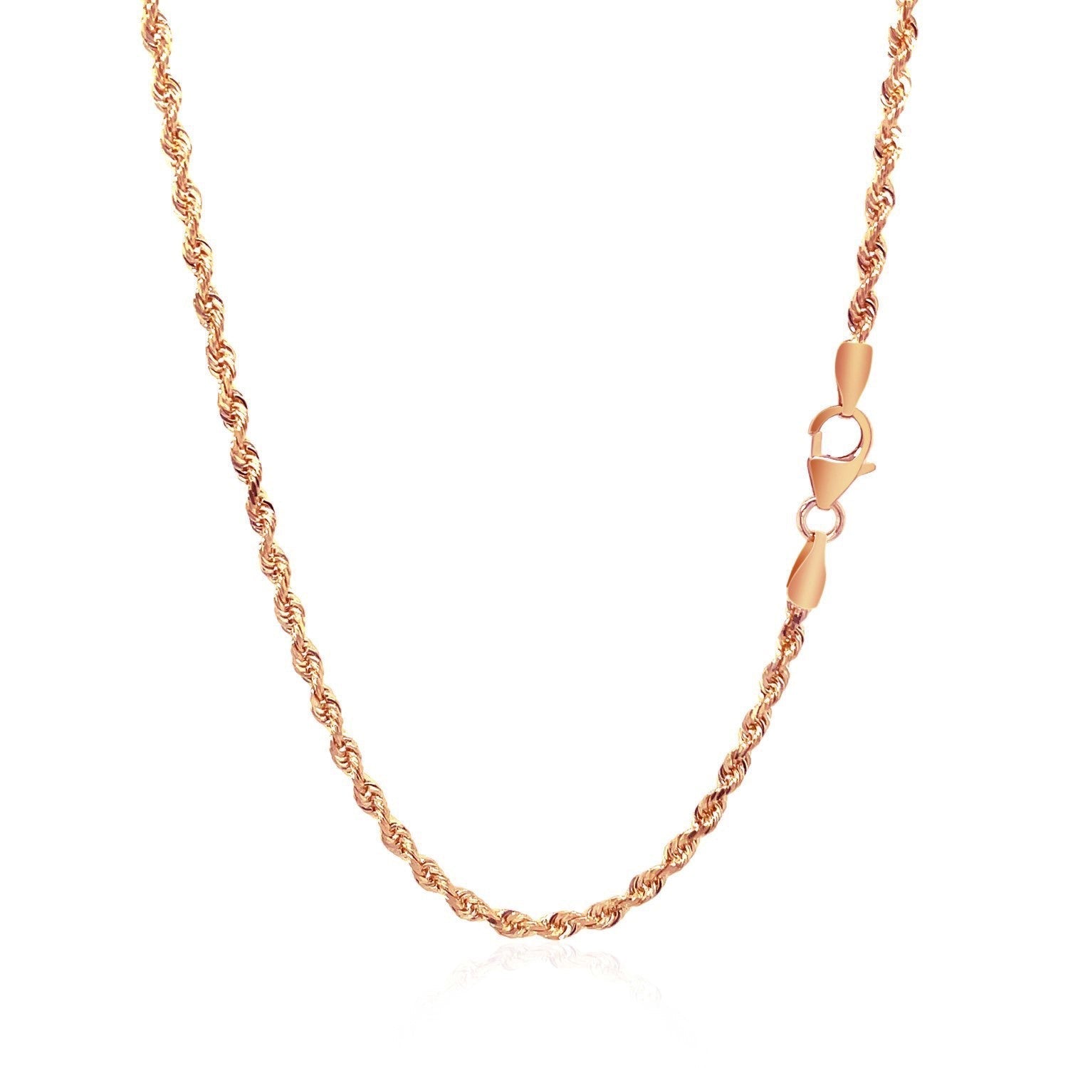 14k Rose Gold Solid Diamond Cut Rope Chain (2.30 mm) DestGlow