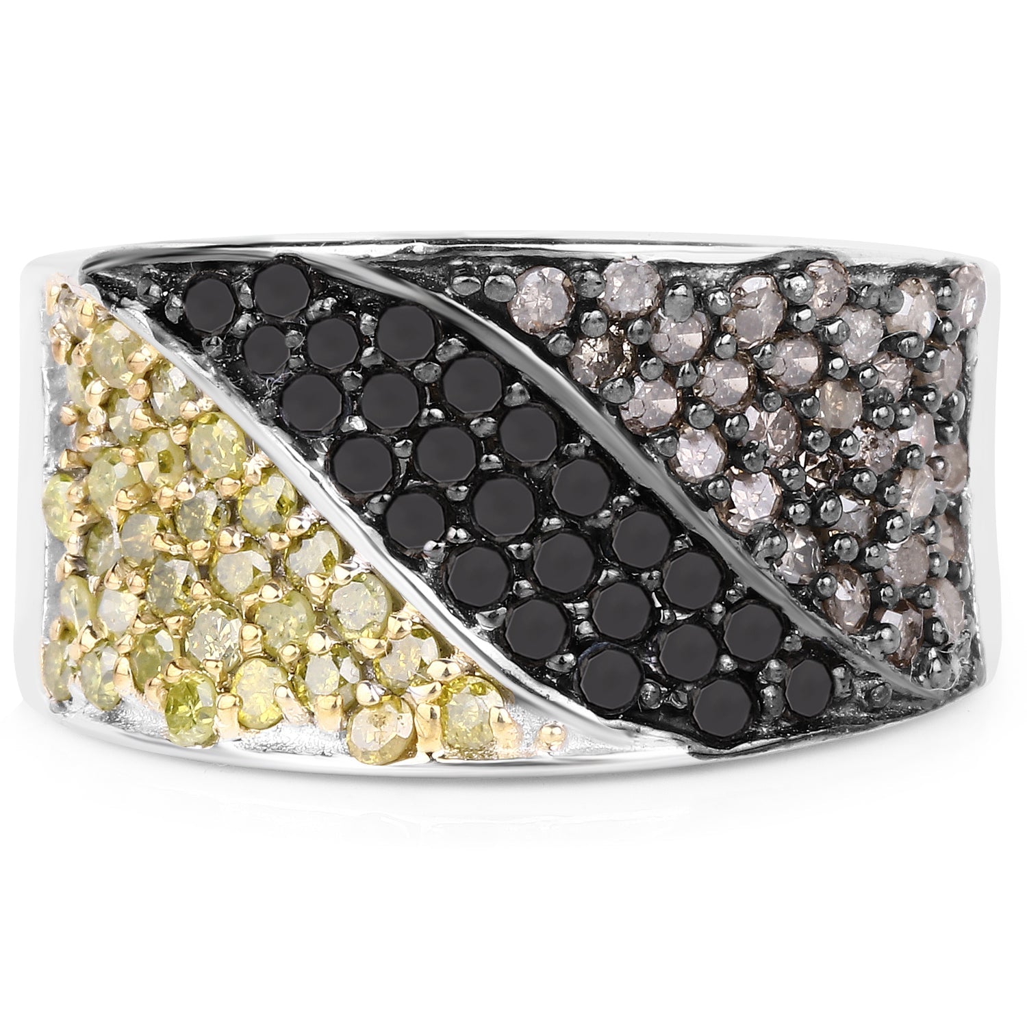 1.32 Carat Genuine multi Diamond .925 Sterling Silver Ring by Bids.com
