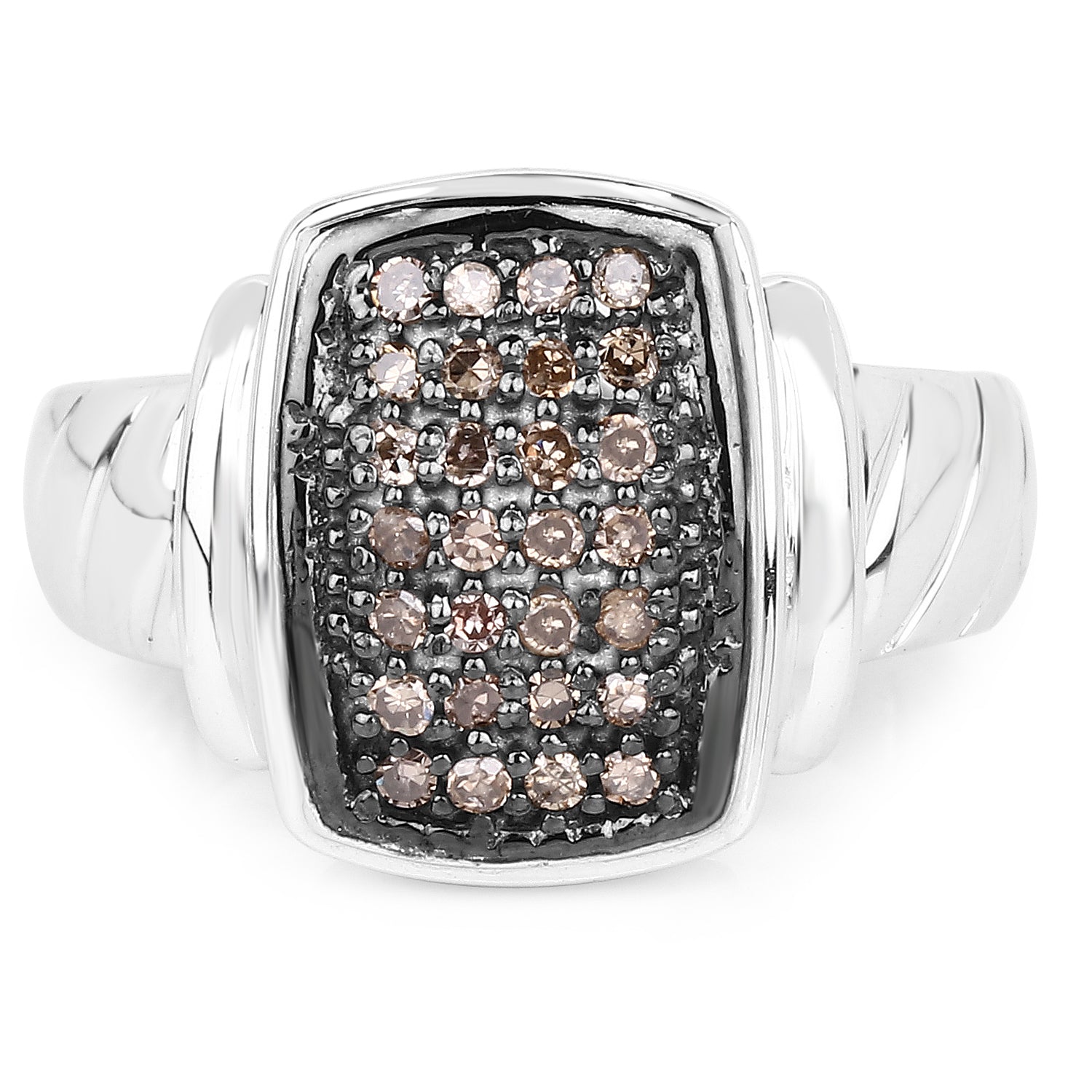 0.22 Carat Genuine Champagne Diamond .925 Sterling Silver Ring by Bids.com