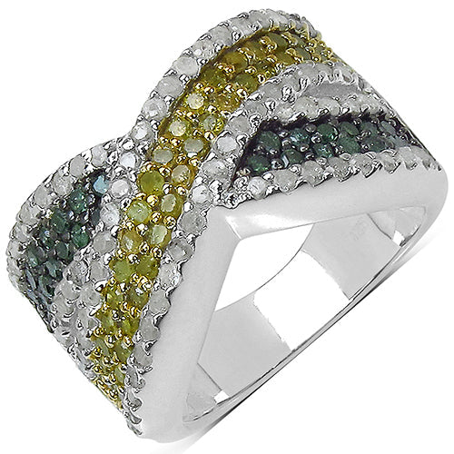 1.44 Carat Genuine Multi Diamond .925 Sterling Silver Ring by Bids.com