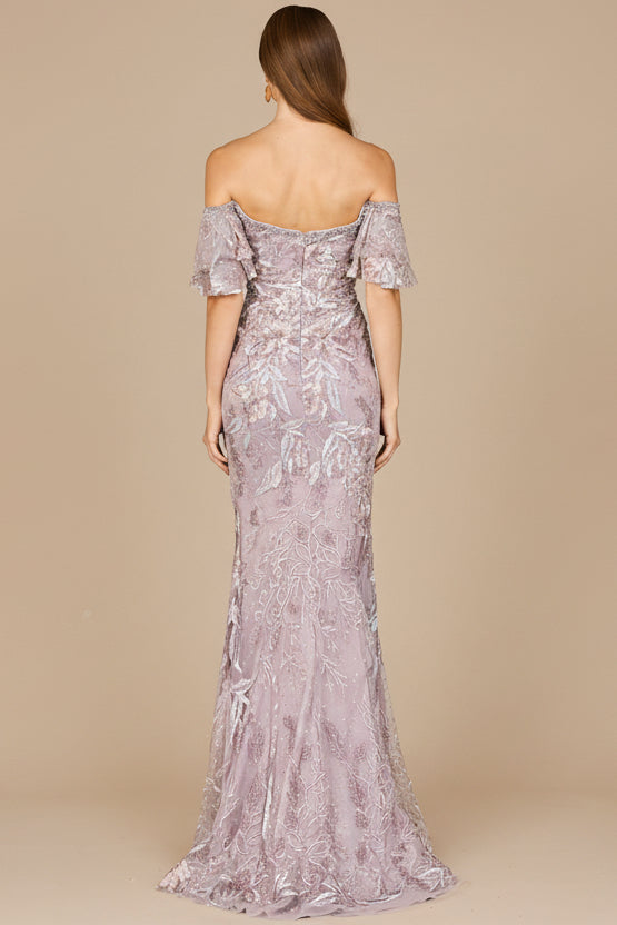 Off Shoulder Mermaid Lace Gown by Lara New York