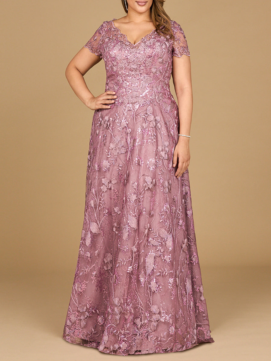 Tonal Lace Ballgown by Lara New York