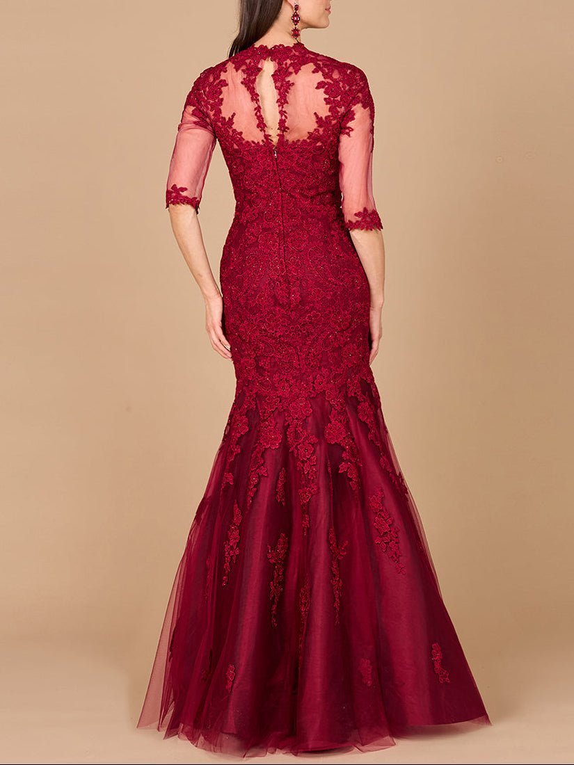 Long Sleeve, Mermaid Lace Gown by Lara New York