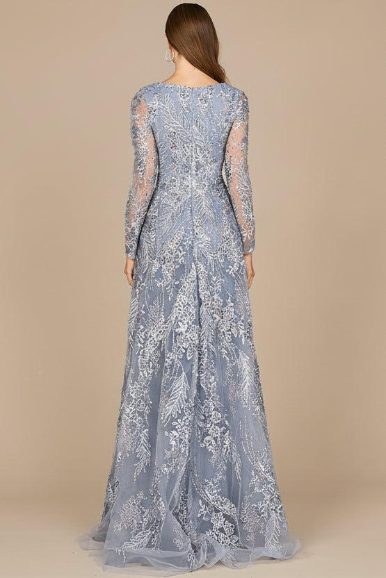 Lace Long Sleeve Gown with Overskirt by Lara New York