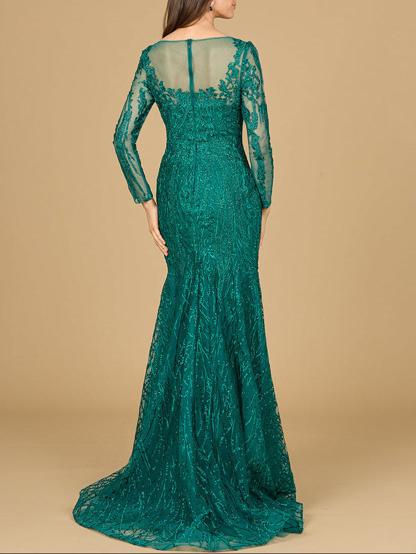 Mermaid, Long Sleeve Lace Gown by Lara New York