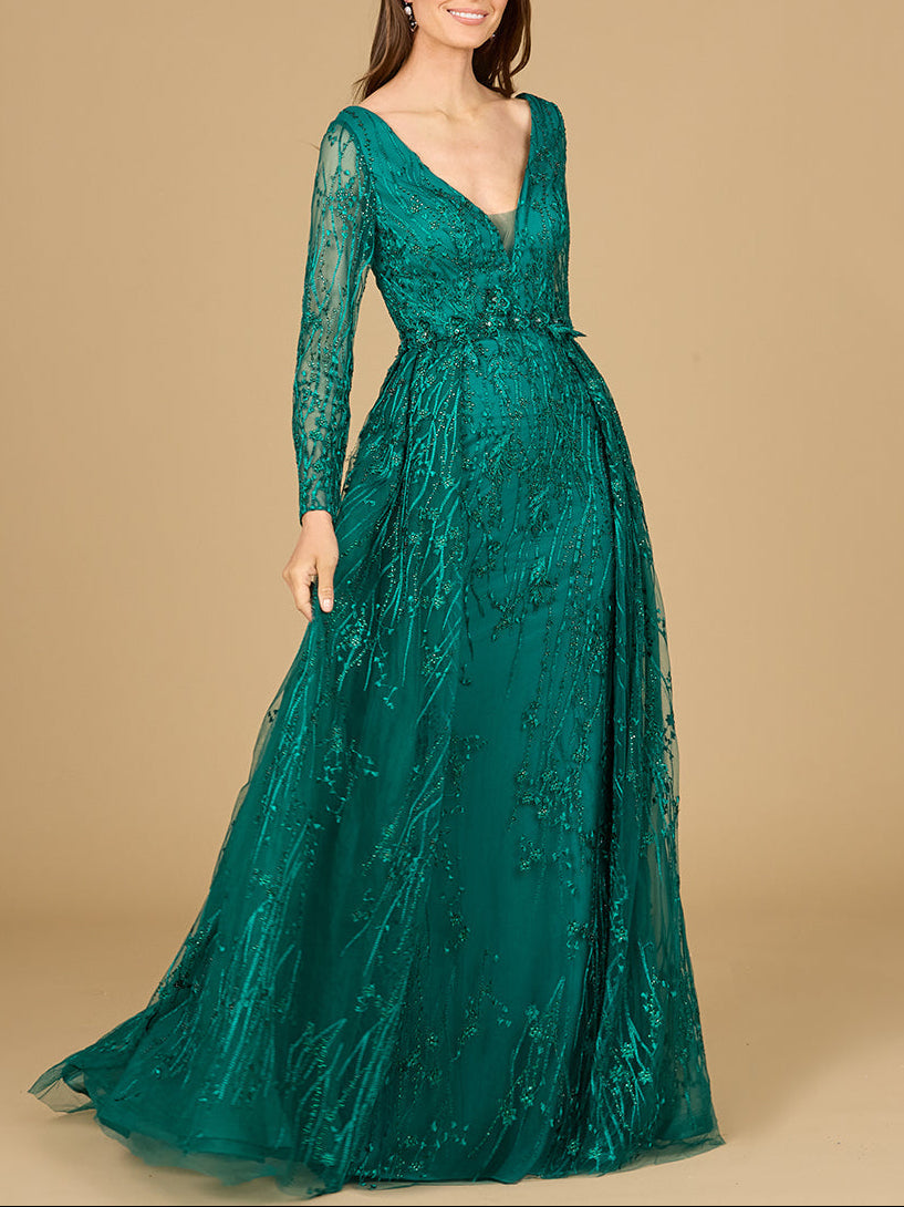 Elegant Overskirt Dress with Long Sleeves by Lara New York