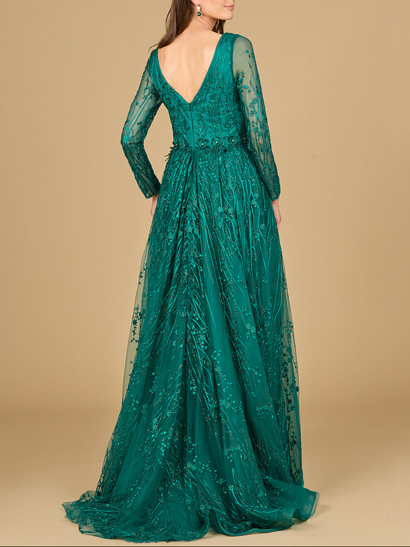 Elegant Overskirt Dress with Long Sleeves by Lara New York