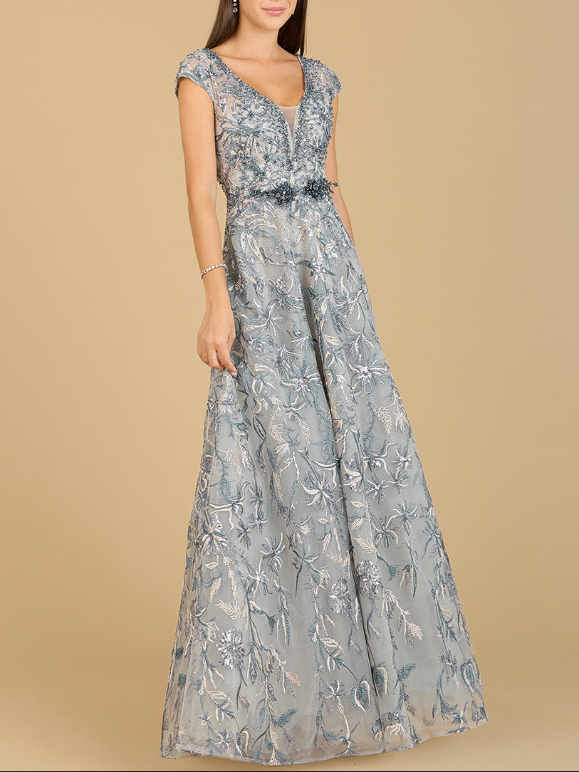 Lace Embellished A-Line Dress by Lara New York