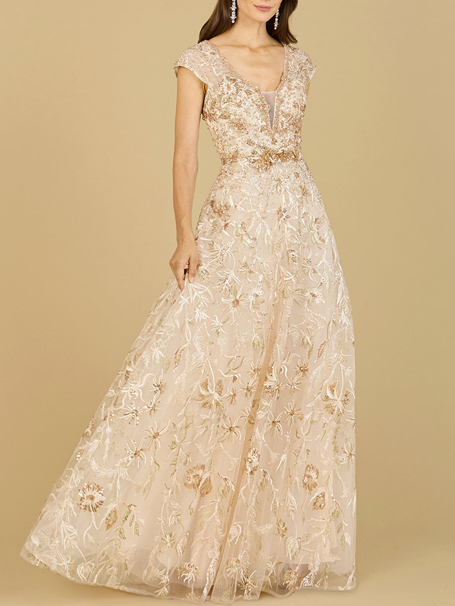 Lace Embellished A-Line Dress by Lara New York