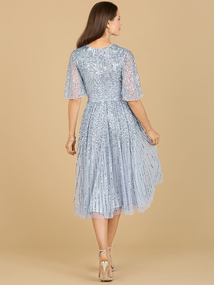 Flowing, Sequin Midi Dress with Short Sleeves | 29221 by Lara New York