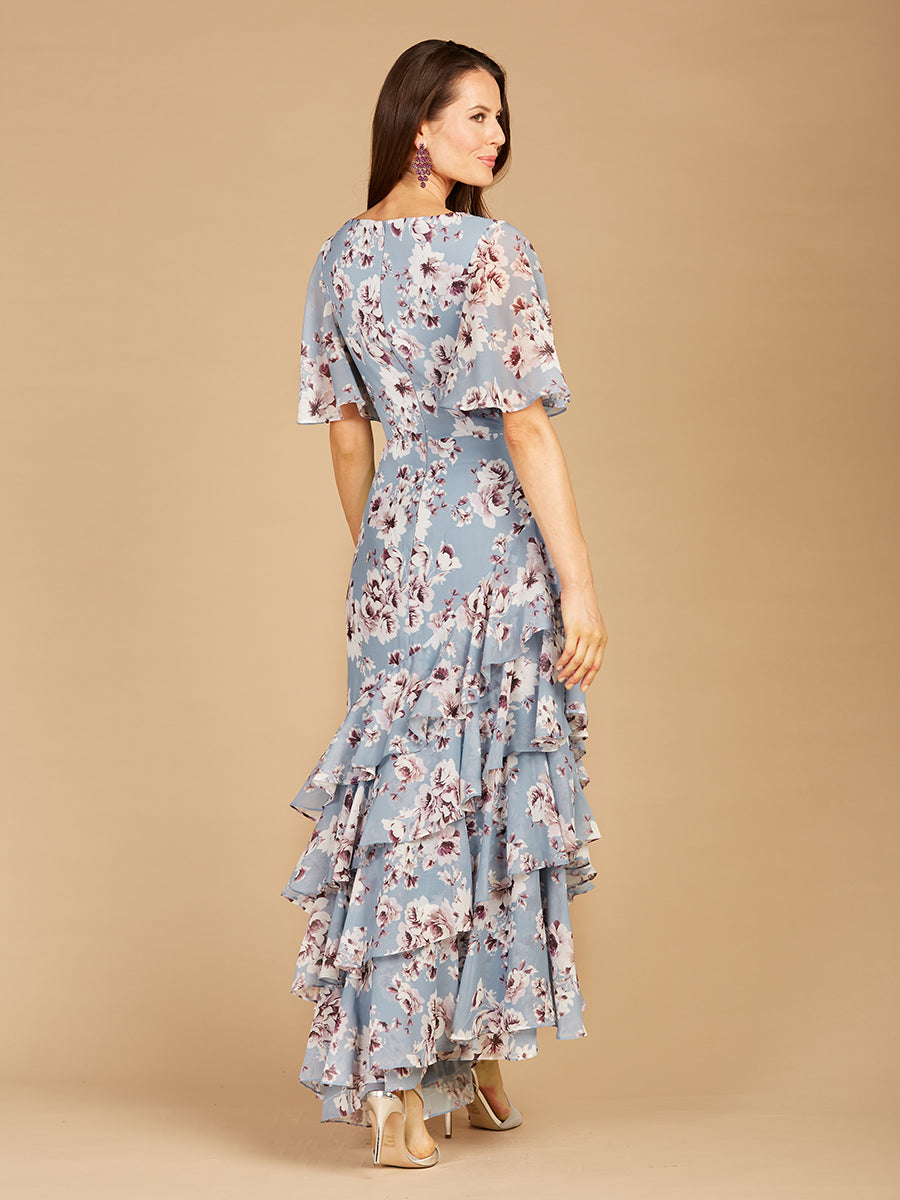 Cape Sleeve Print Dress- OUTLET by Lara New York