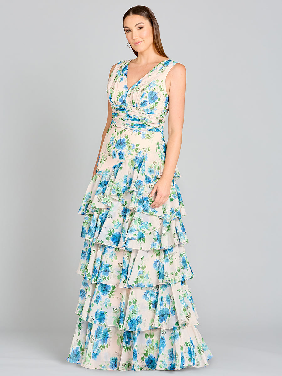 Ruffle Skirt Print Dress - OUTLET by Lara New York