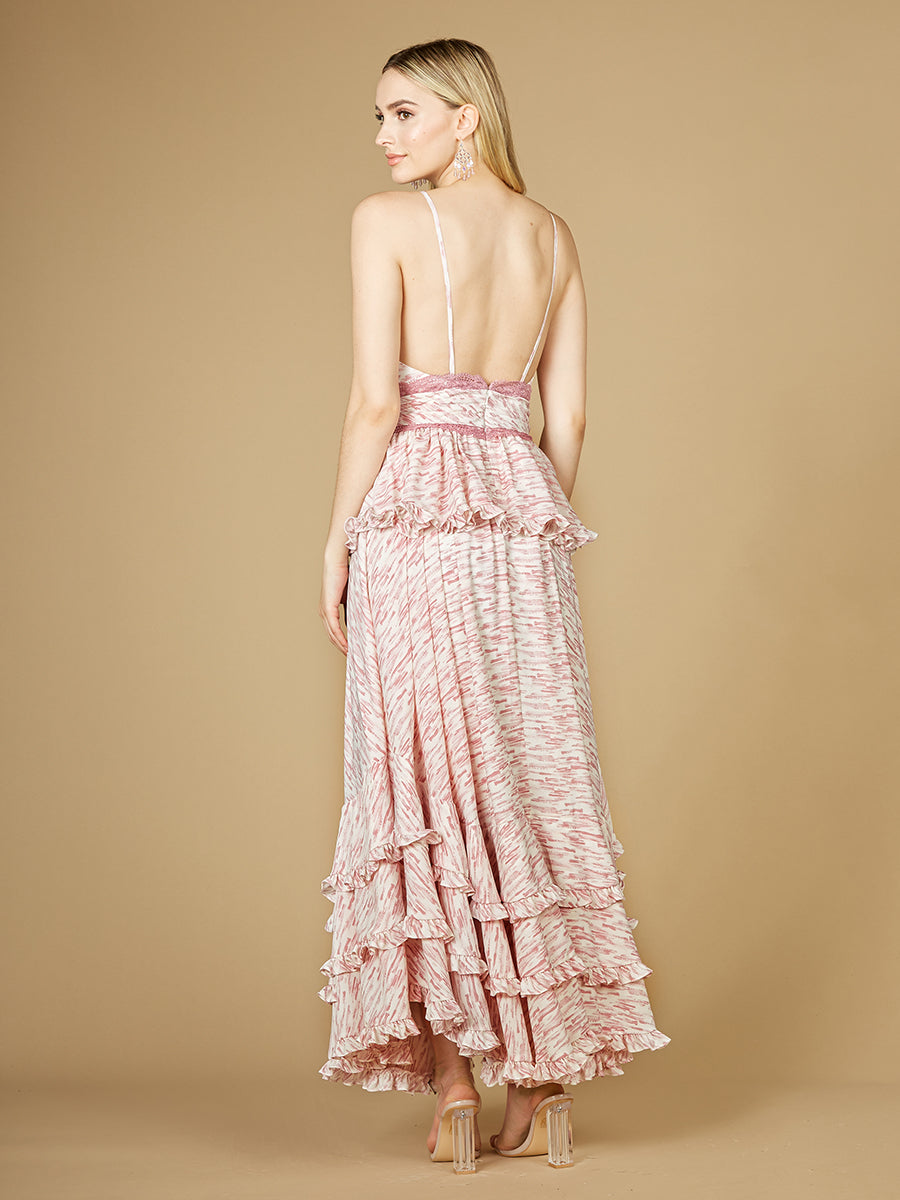 Plunging V-Neck Print Dress OUTLET by Lara New York