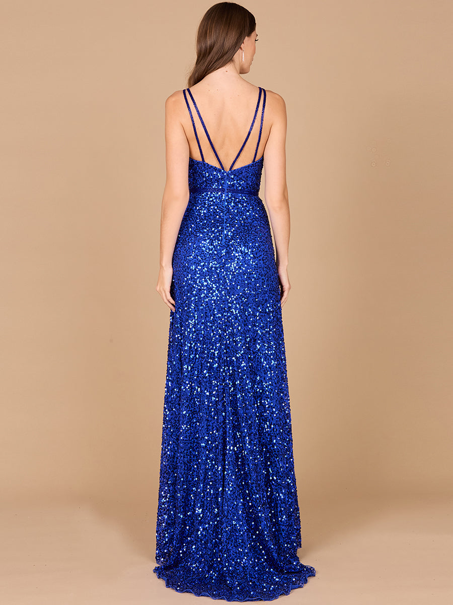 Beaded Prom Dress with High Slit by Lara New York