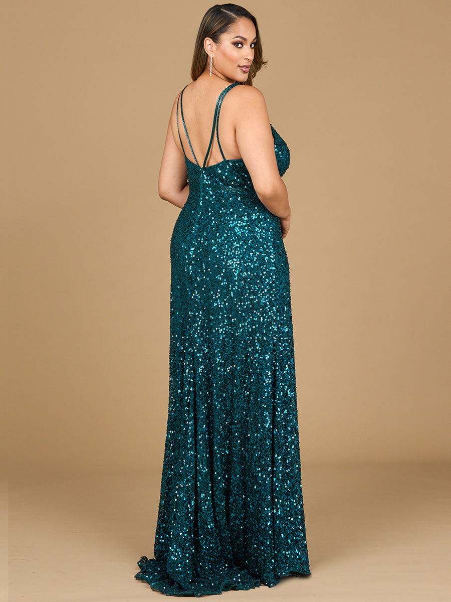 Beaded Prom Dress with High Slit by Lara New York