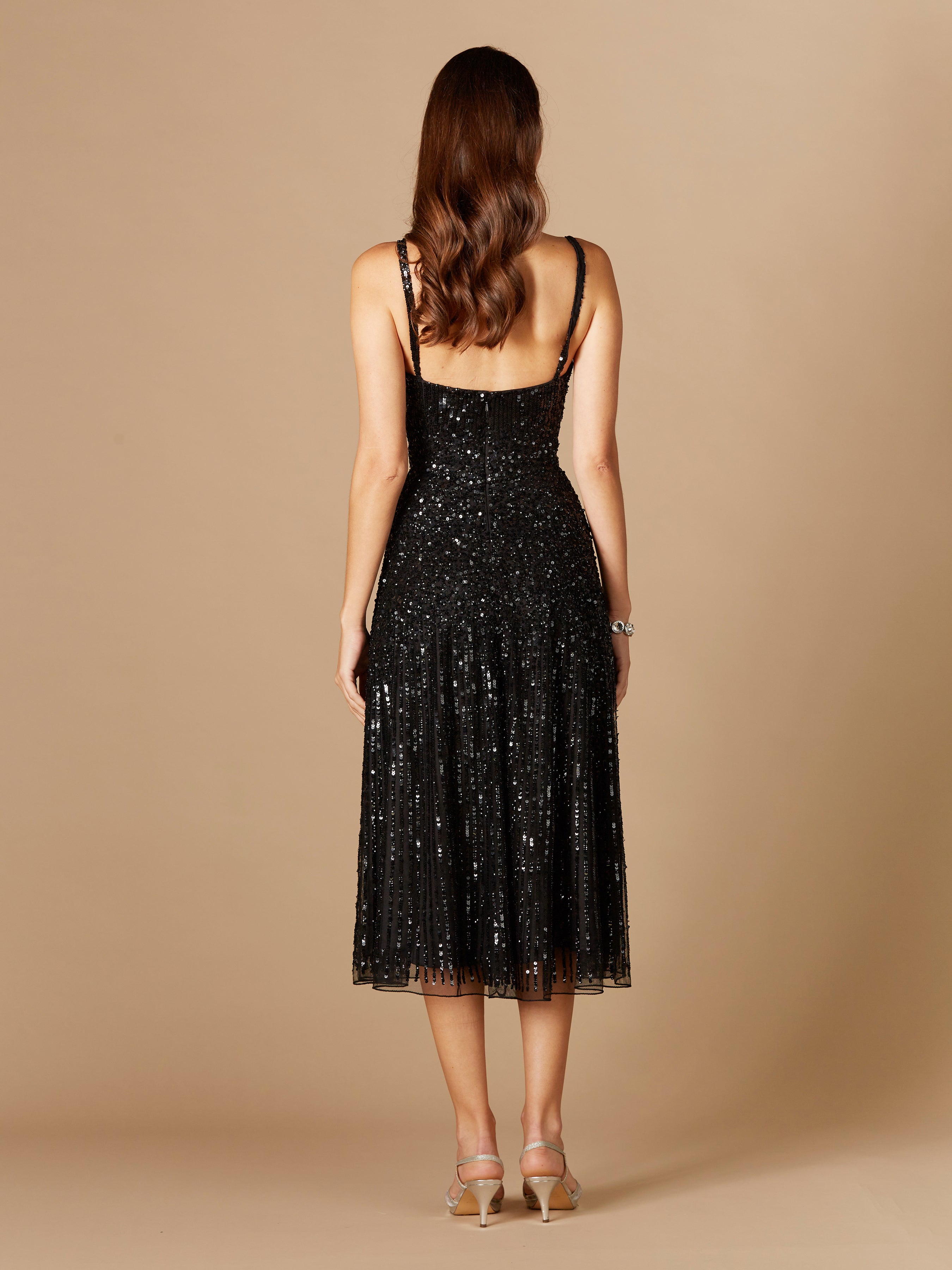 Flowing, Sequin Midi Dress by Lara New York