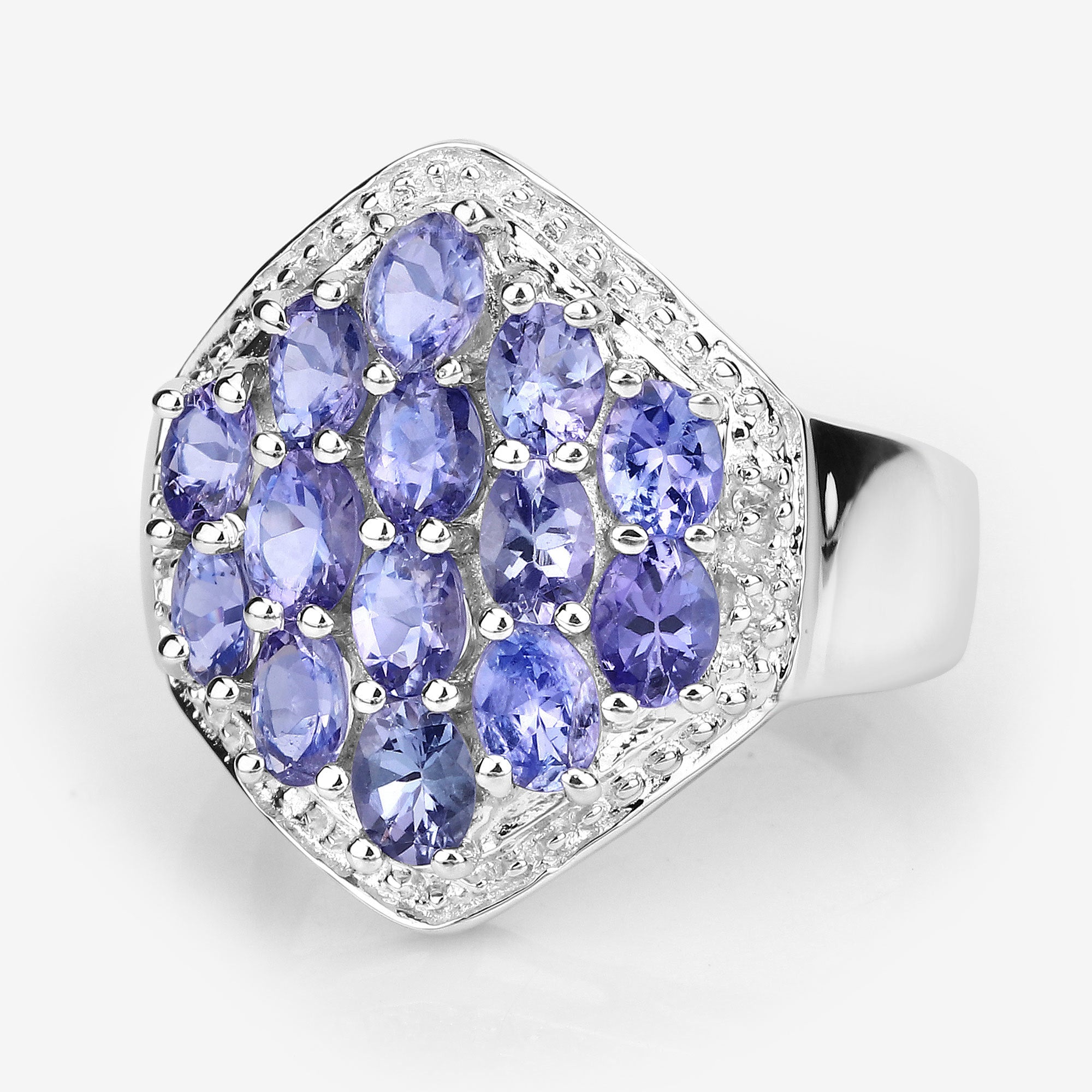 2.41 Carat Genuine Tanzanite and White Topaz .925 Sterling Silver Ring by Bids.com