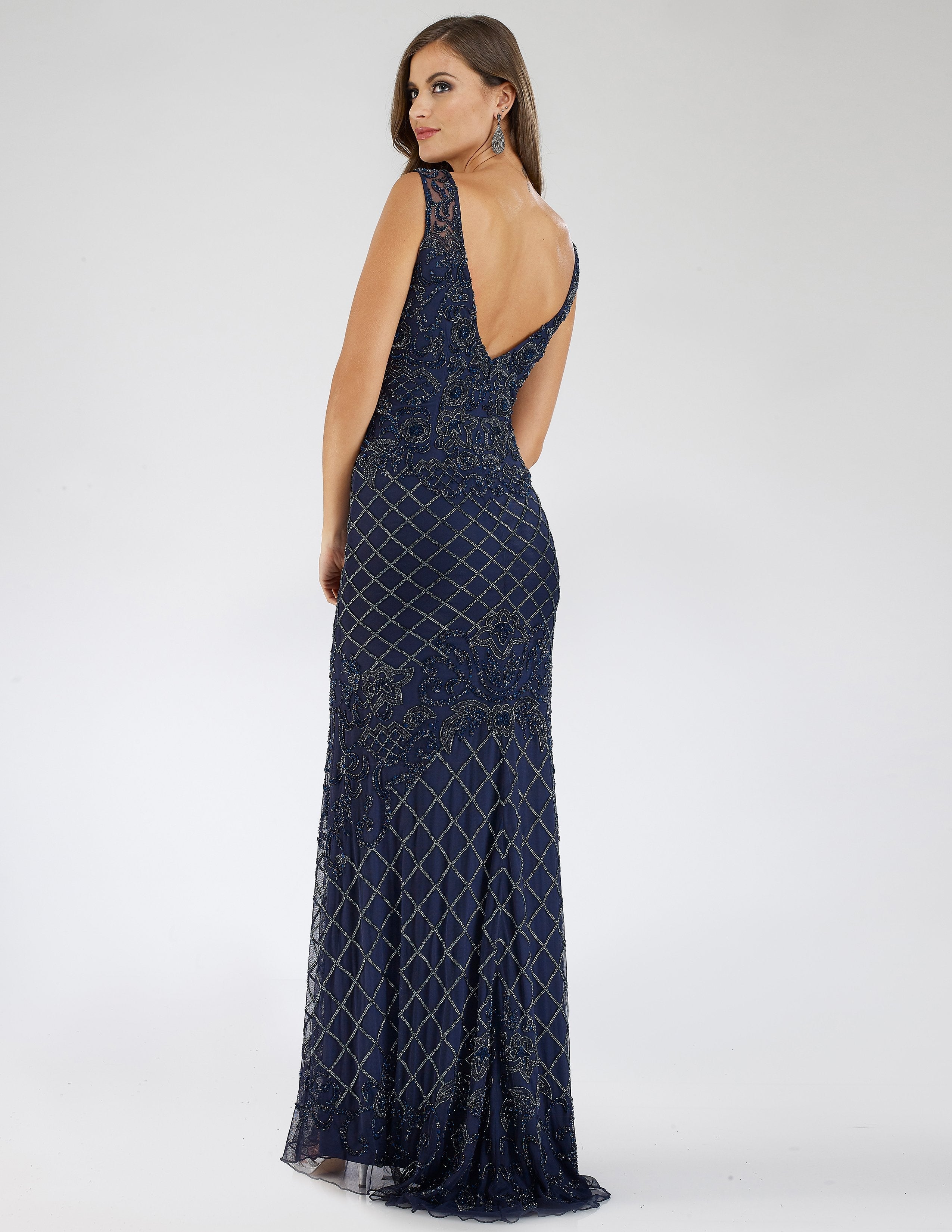 Lara 29538 - Illusion Neckline Long Dress by Lara New York