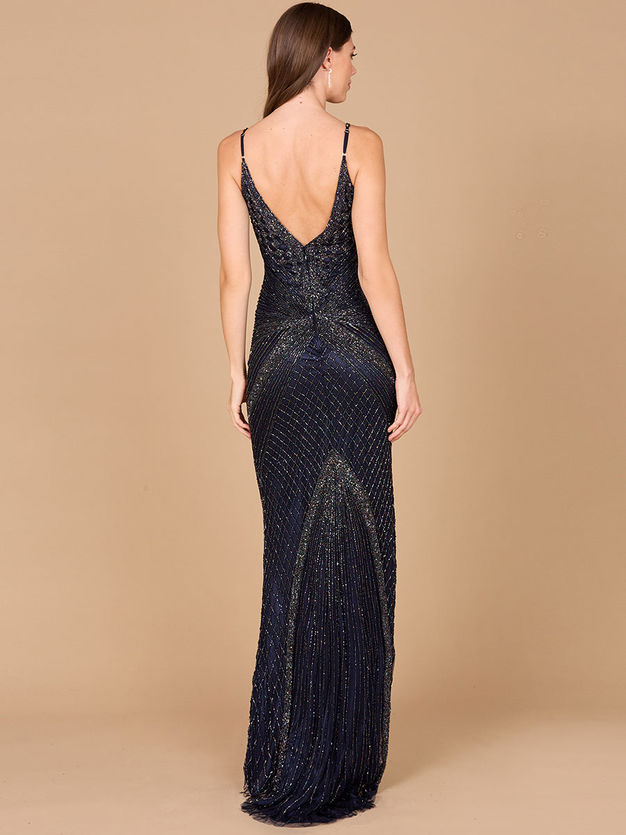 Lara 29595 - Spaghetti Strap Navy Dress by Lara New York