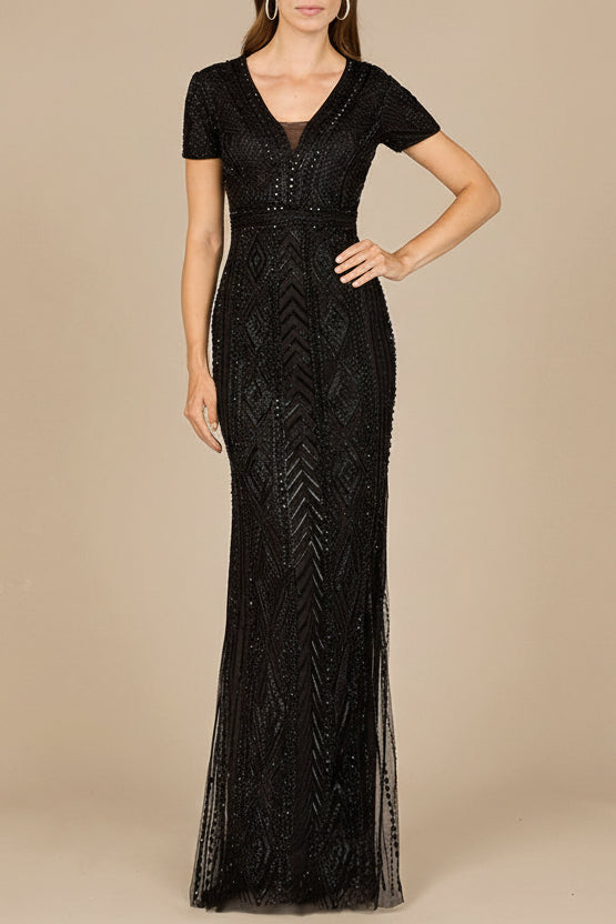 Lara 29606 - Closed Back, Cap Sleeve Dress by Lara New York