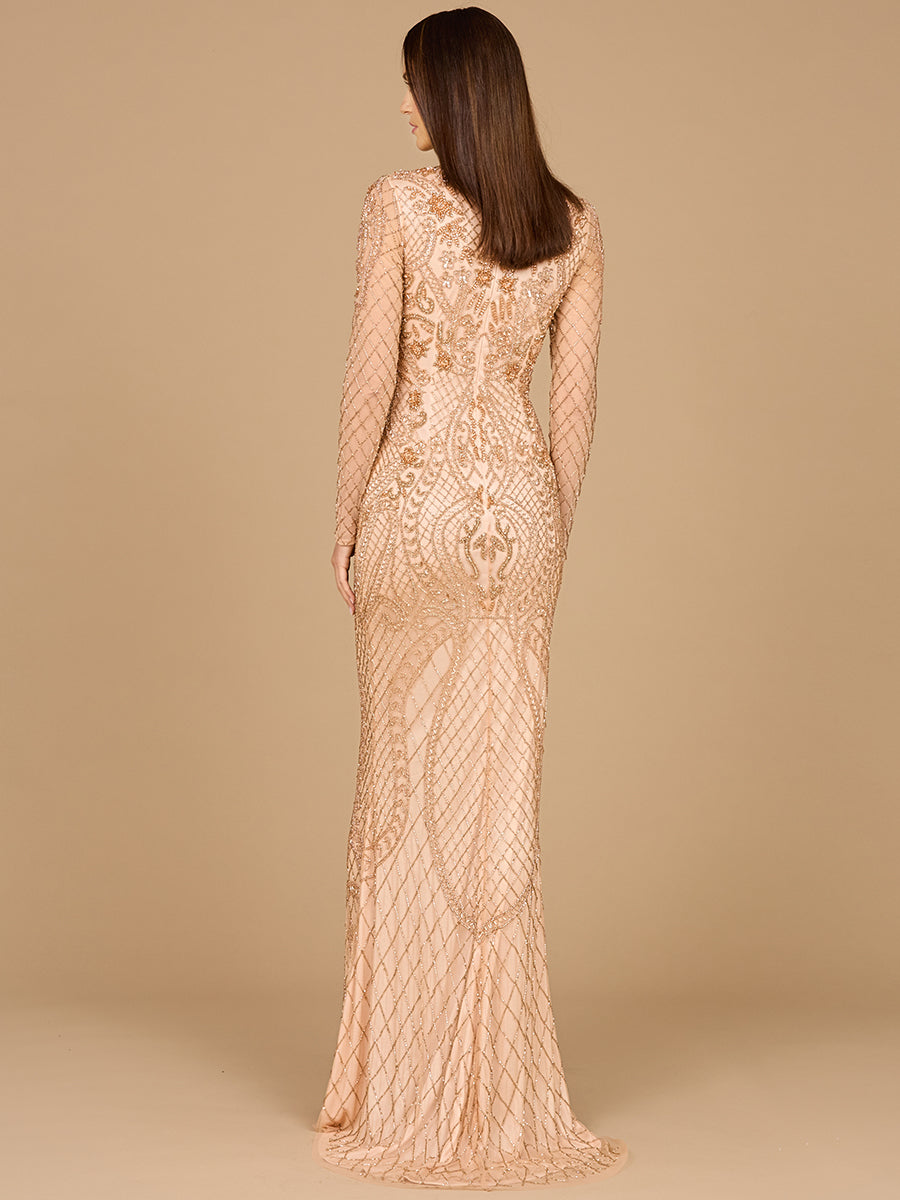 Lara 29615 - Long Sleeve Beaded Dress by Lara New York