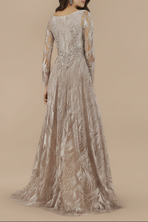 Lara 29753 - Long Sleeves Beaded Ballgown by Lara New York