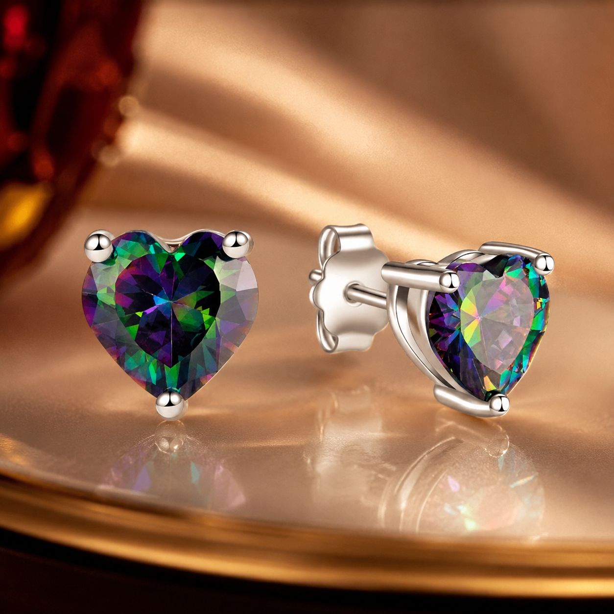 925 Sterling Silver Earrings 7mm Width with Transparent Glass for Women DestGlow