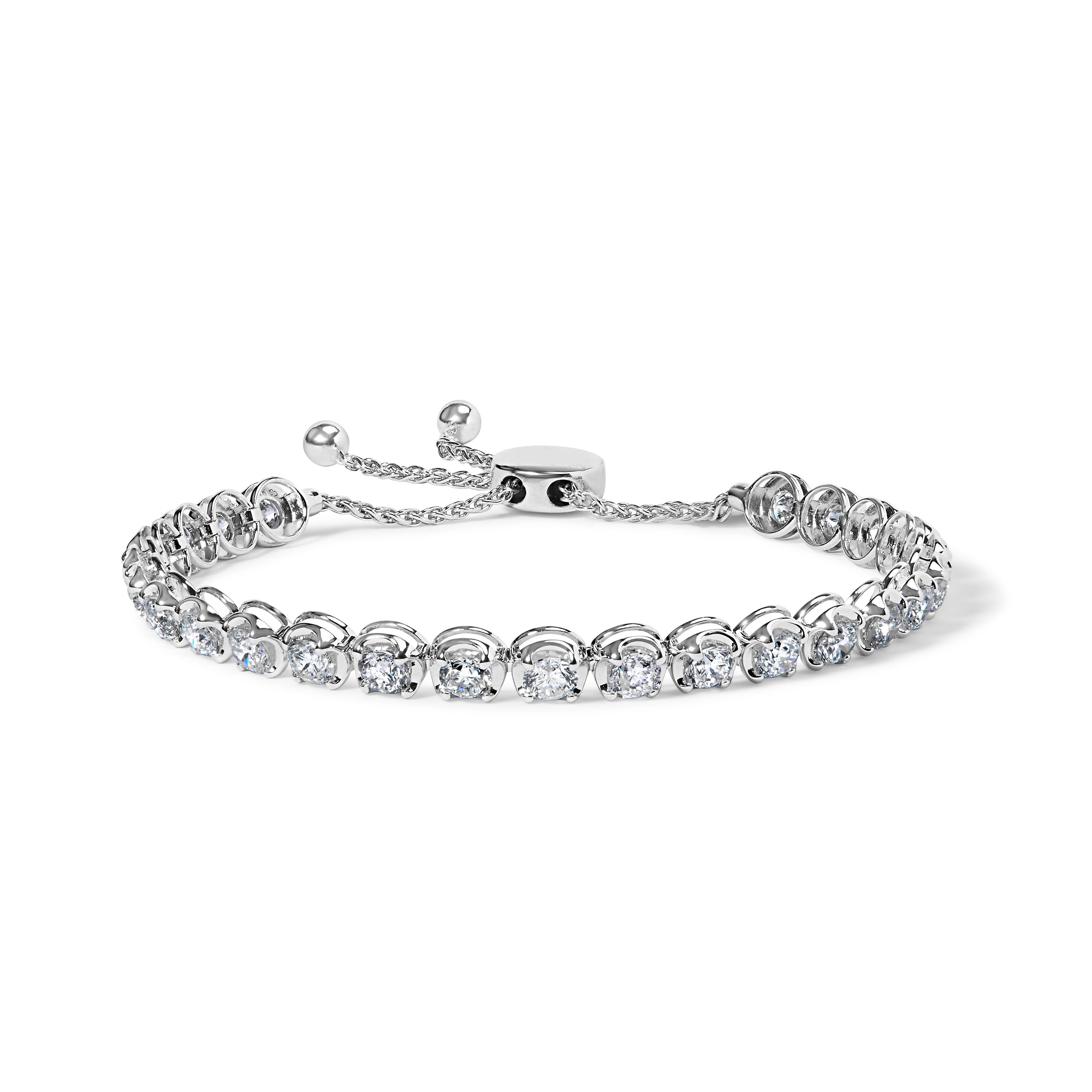 14K White Gold 6.00 Cttw Diamond 4â€-10†Adjustable Bolo Tennis Bracelet (I-J Color, I1-I2 Clarity)