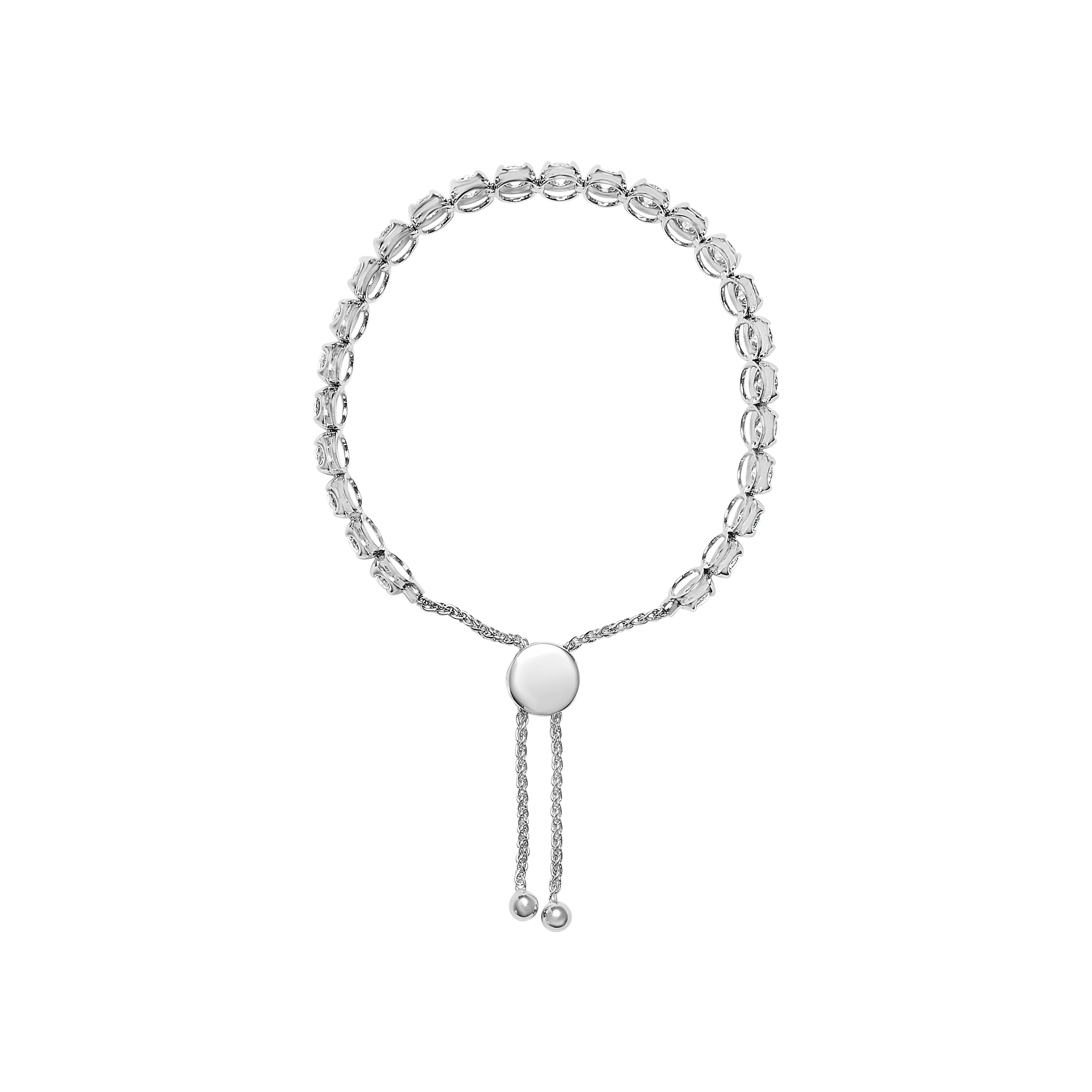 14K White Gold 6.00 Cttw Diamond 4â€-10†Adjustable Bolo Tennis Bracelet (I-J Color, I1-I2 Clarity) DestGlow