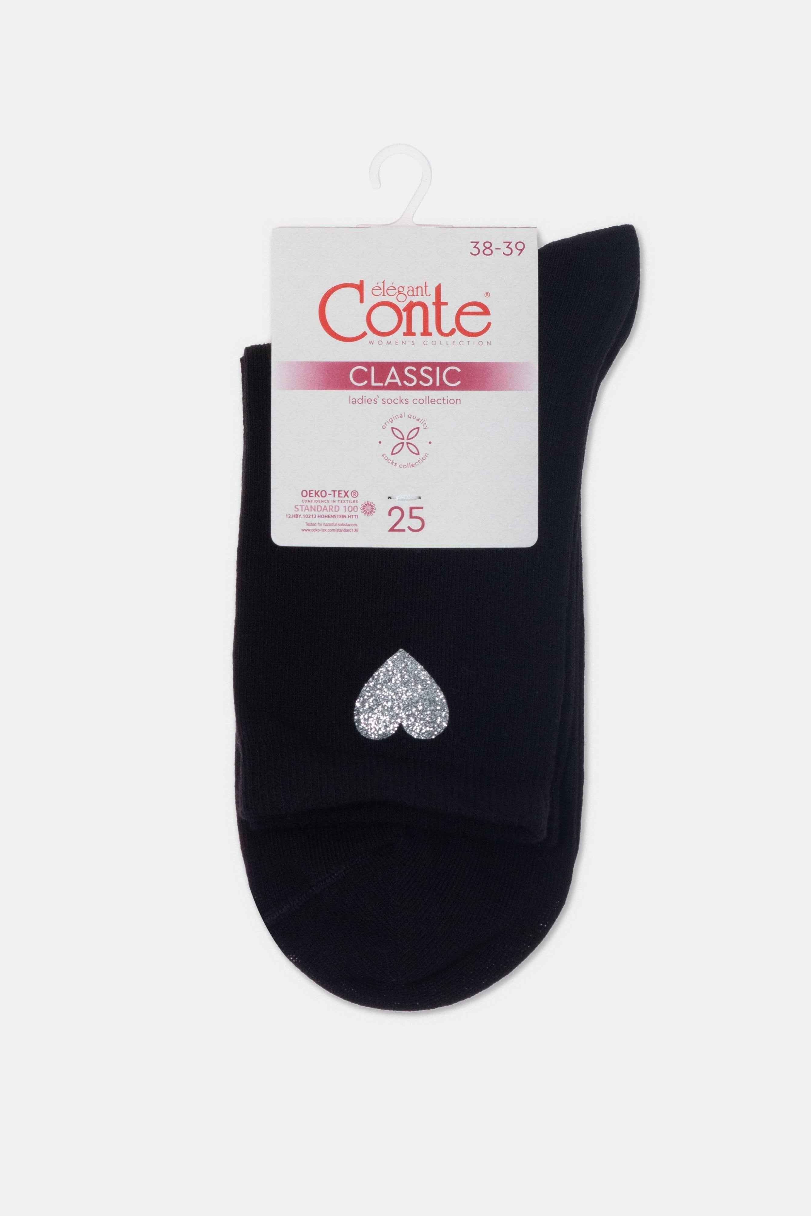 Cotton Socks Conte Classic 427 - Shimmering Heart Pattern