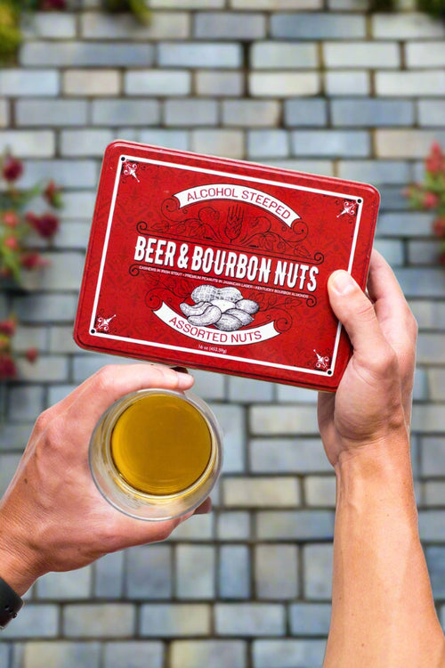 Beer & Bourbon Liquor Nuts Gift Tin for Men - 3 Spirit-Inspired Flavors