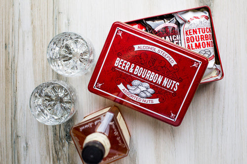 Beer & Bourbon Liquor Nuts Gift Tin for Men - 3 Spirit-Inspired Flavors