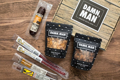 Nuts & Exotic Meats Gift Box - Wild Game Sausages & BBQ Nut Snacks for Men