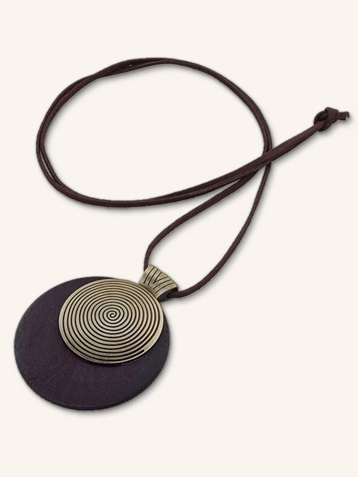 Vintage Wooden Rings Long Necklace DestGlow