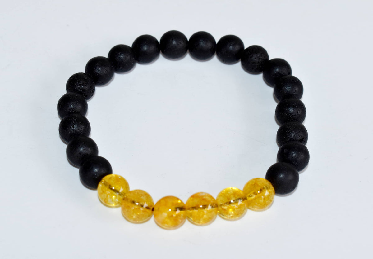 Lava Diffuser Bracelet, Lava with Citrine Beads Diffuser Jewelry, Aromatherapy, Essential Oil Bracelet, Spiritual Gift, Yoga Gift for Her DestGlow