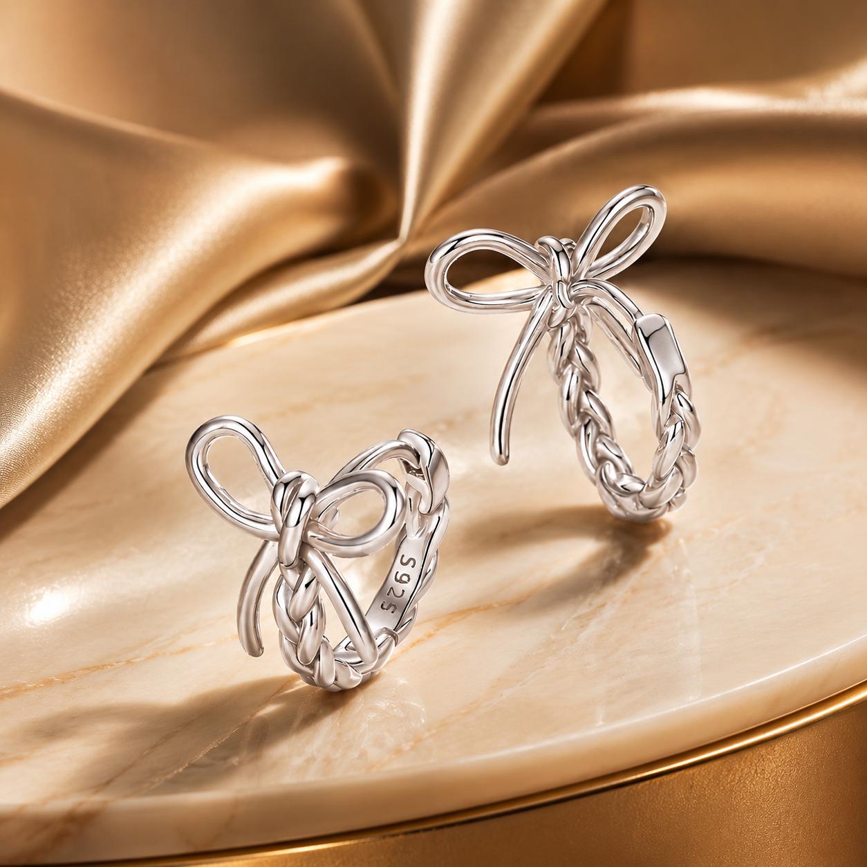 925 Sterling Silver Earrings with White Gold Plating for Women DestGlow