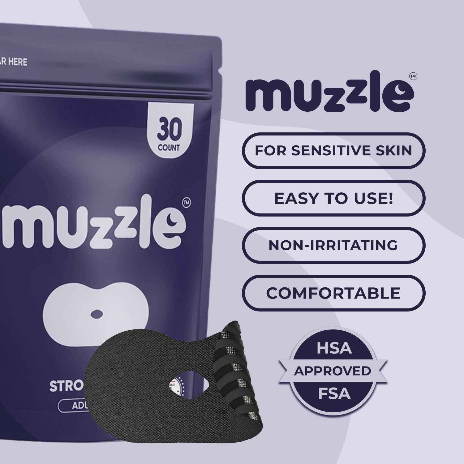 Muzzle® Mouth Tape for Adults (Medium Hold)