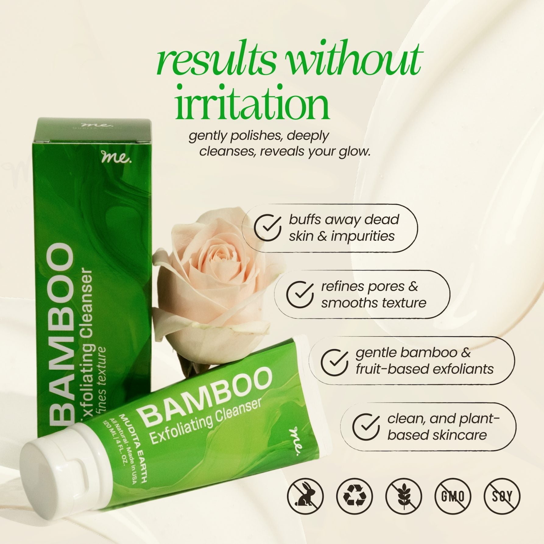 Bamboo Microdermabrasion Exfoliating Cleanser by Mudita Earth